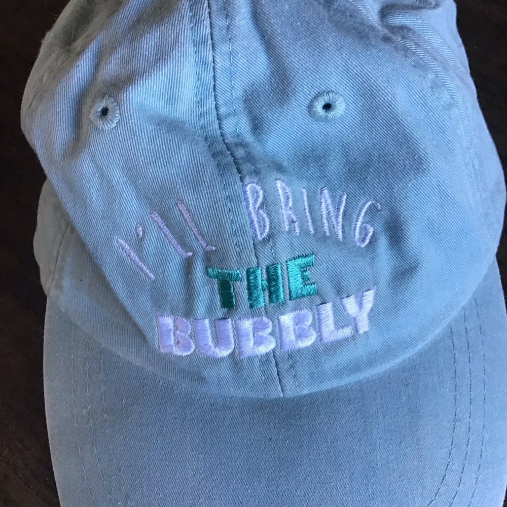 NWT I’ll Bring The Bubbly Embroidered Light Blue Denim Baseball Cap